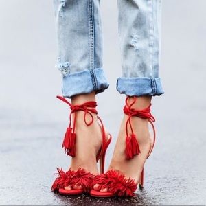 Ivanka Trump Red Fringe Sandals